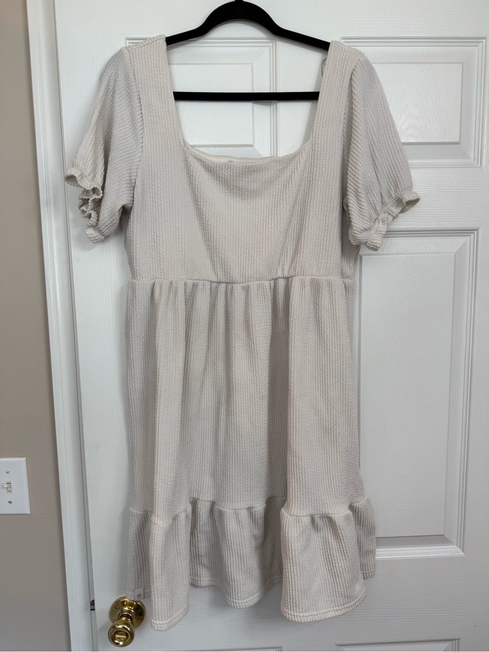 Simply Southern Cream Textured Midi Dress with Puff Sleeves